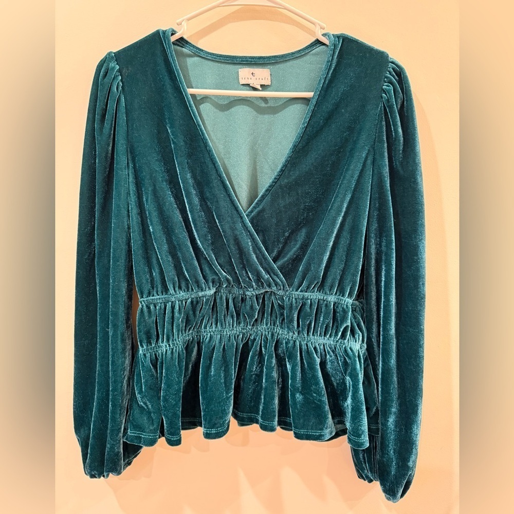 True Craft Blue Wrap Ruched Blouse